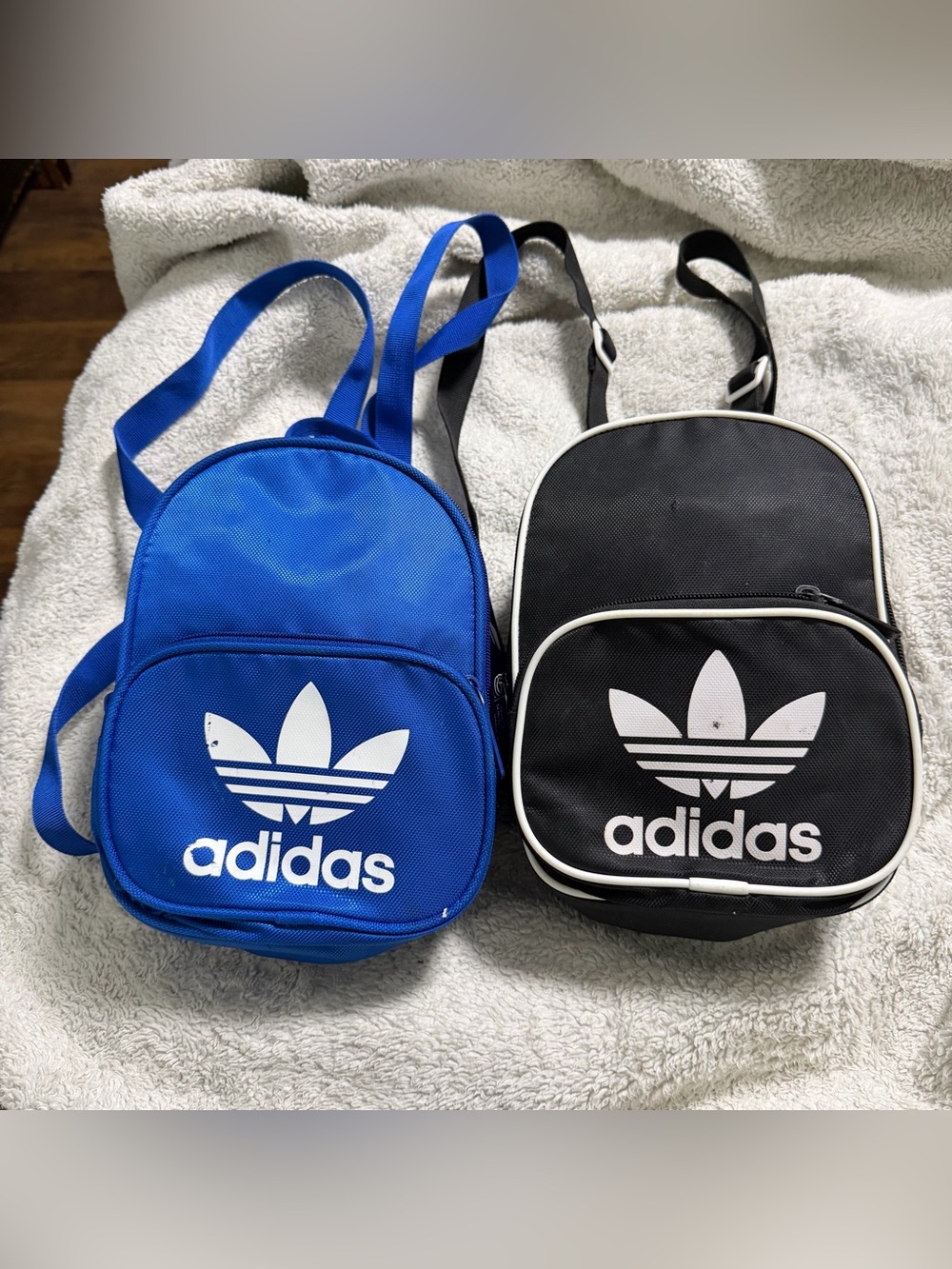 adidas Blue and Black Trefoil Mini Backpacks sell as it is no returns